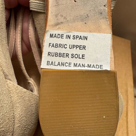 Taryn Rose Beige Wedge Sandals 9.5M Made in Spain Stretch Straps leather sole - Picture 11 of 12